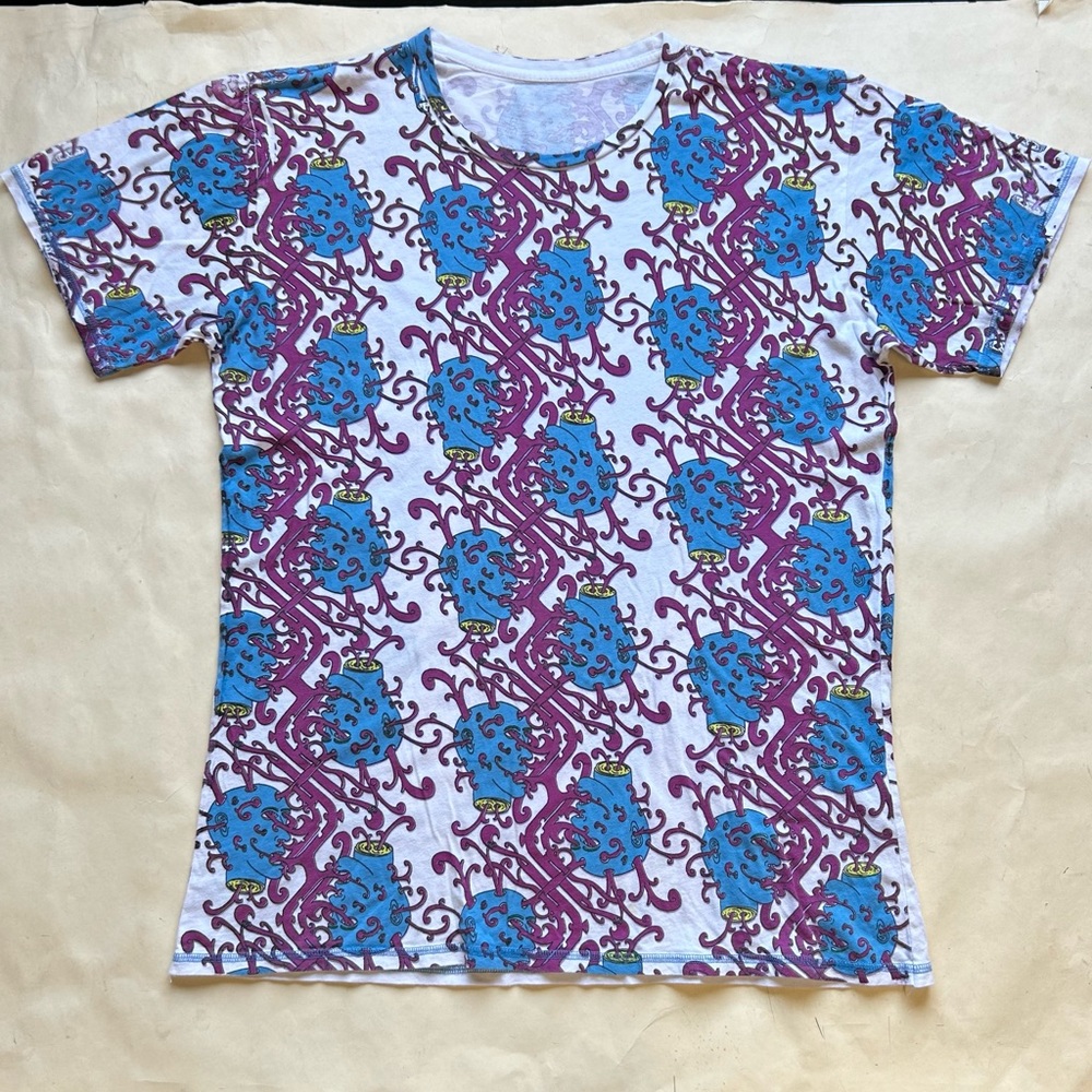 2000s Streetwear psychedelic all over print short sleeve Tshirt, new unworn cond
